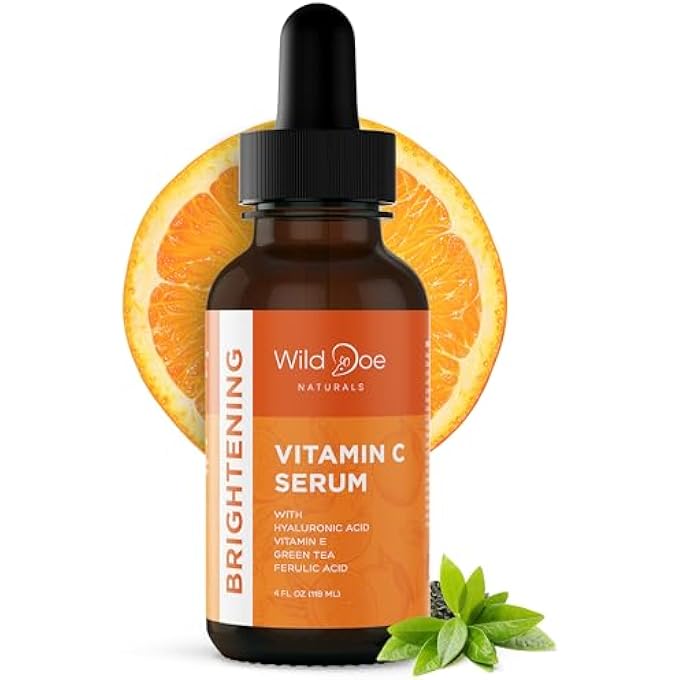 Wild Doe Naturals VITAMIN C SERUM FOR FACE WITH HYALURONIC ACID - FIRMING ANTI AGING SERUM, PORE MINIMIZER, ACNE SCARS AND DARK SPOT REMOVER FOR FACE - VITAMIN C FACIAL SERUM + FERULIC ACID, VITAMIN E, GREEN TEA -4 OZ - Image 2
